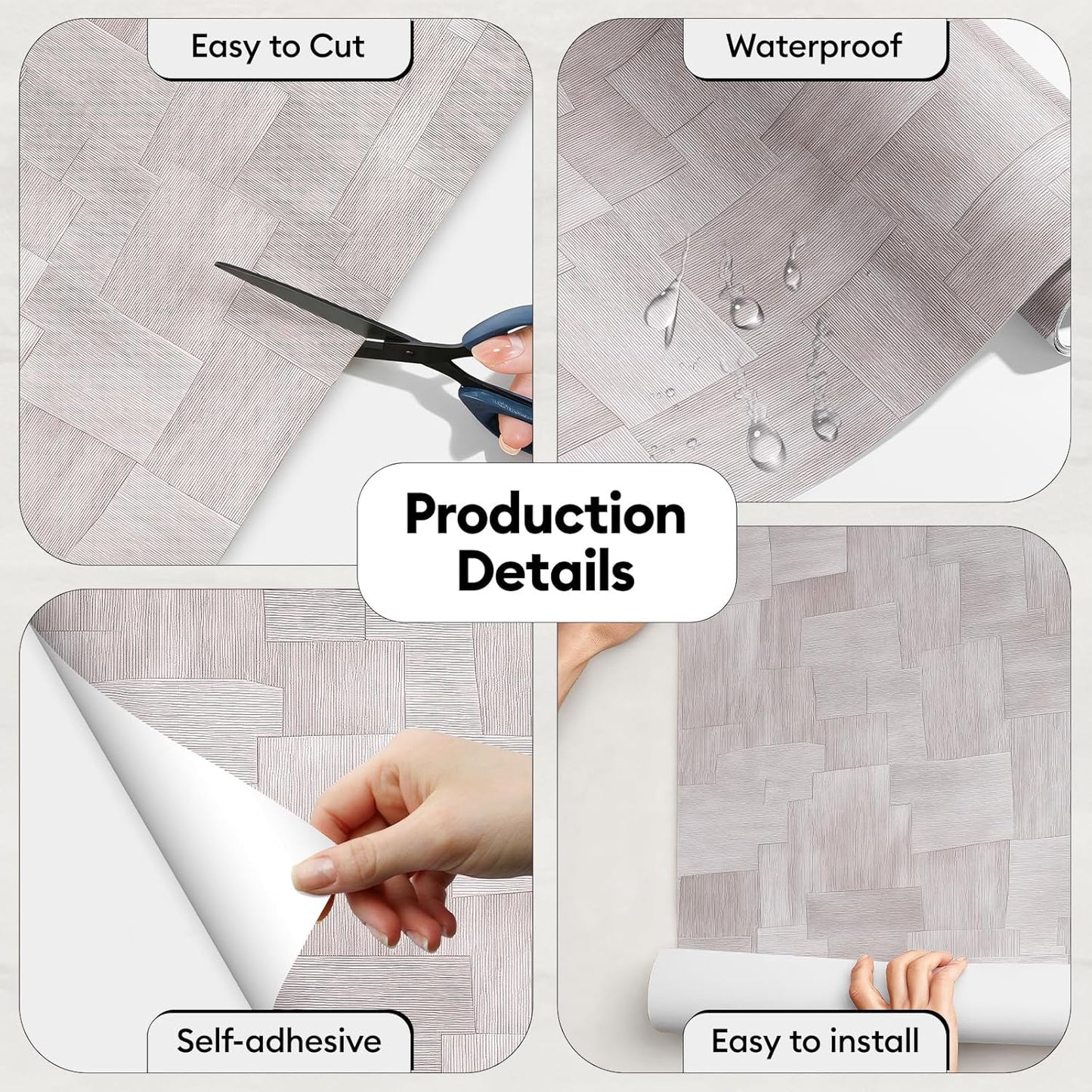 17"x118" Peel and Stick Wallpaper for Renter Friendly, Removable Wallpaper Peel and Stick, Self-Adhesive Textured Contact Paper for Walls, Cabinets, Countertops(Geometric Clay)
