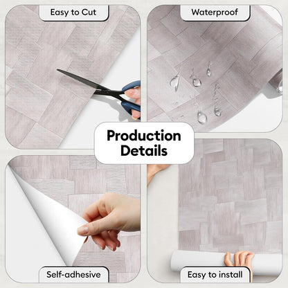 17"x118" Peel and Stick Wallpaper for Renter Friendly, Removable Wallpaper Peel and Stick, Self-Adhesive Textured Contact Paper for Walls, Cabinets, Countertops(Geometric Clay)