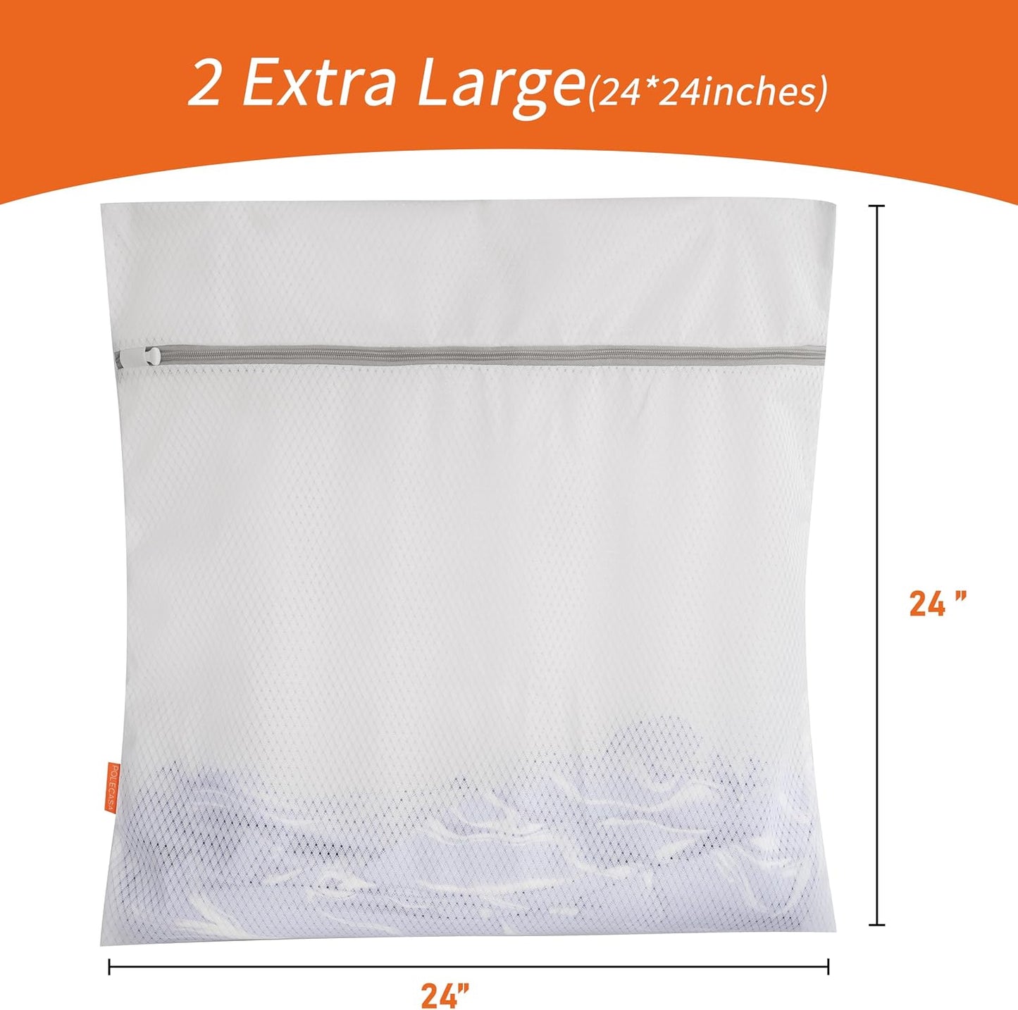 Polecasa Diamond Mesh Laundry Bags 3 Pack (16x20”, Large) | Durable Zipper, For Delicates, Lingerie, Bras, Underwear, Protect Garments in Washing Machine