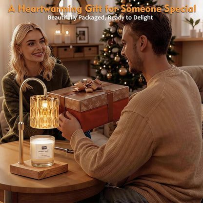 Candle Warmer Lamp with Timer & Dimmer, Candle Warmer Height Adjustable, Fits All Jar Scented Candles, Candle Lamp with 3 Bulbs, Charming Gift Box with Ribbon for Gifting