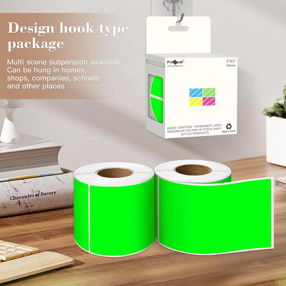 PARLAIM 3 x 5 inch Rectangle Sticker Labels, 250PCS Adhesive Color Coding Stickers for Moving Box Inventory Label, Fluorescent Green