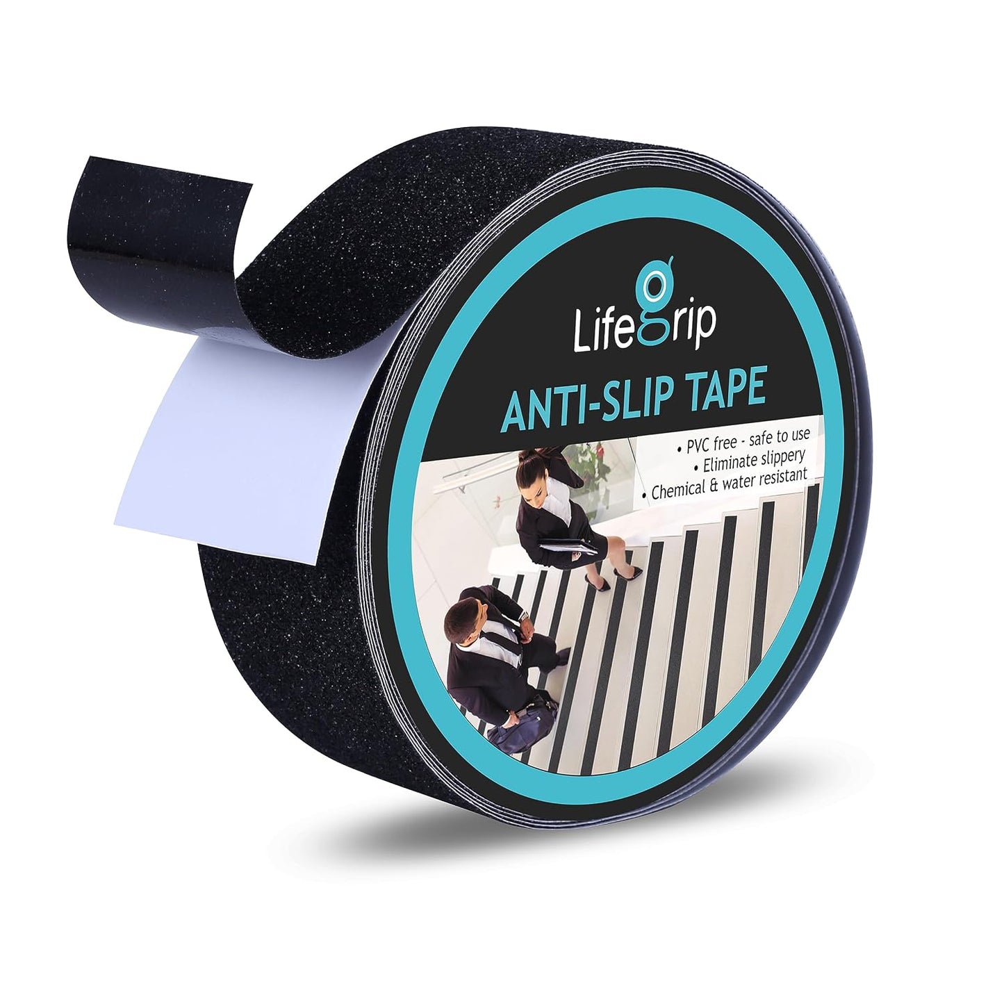 Lifegrip Anti Slip Tape, 4 Inch x 15 Foot Non-Slip Traction Grip Tape for Stairs, Waterproof Stair Treads Grip Non Slip, Non Skid Tape for Steps, Outdoor Black Grip Tape (4" X 15')
