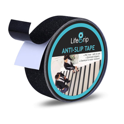 Lifegrip Anti Slip Tape, 4 Inch x 15 Foot Non-Slip Traction Grip Tape for Stairs, Waterproof Stair Treads Grip Non Slip, Non Skid Tape for Steps, Outdoor Black Grip Tape (4" X 15')