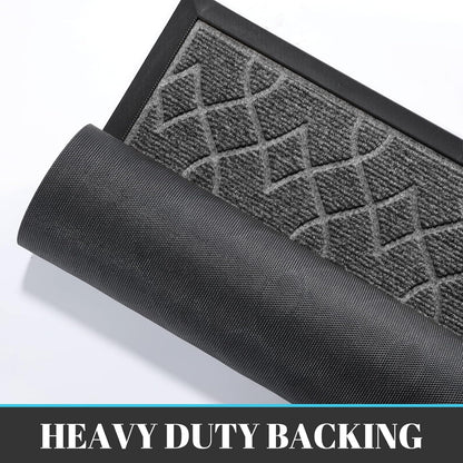 Yimobra Outdoor Mats for Front Door 29.5x17, All-Season Waterproof Doormat Outdoor Entrance, Heavy Duty Non-Slip Outside Door Mat for Garage Patio Proch Entryway Indoor, Black