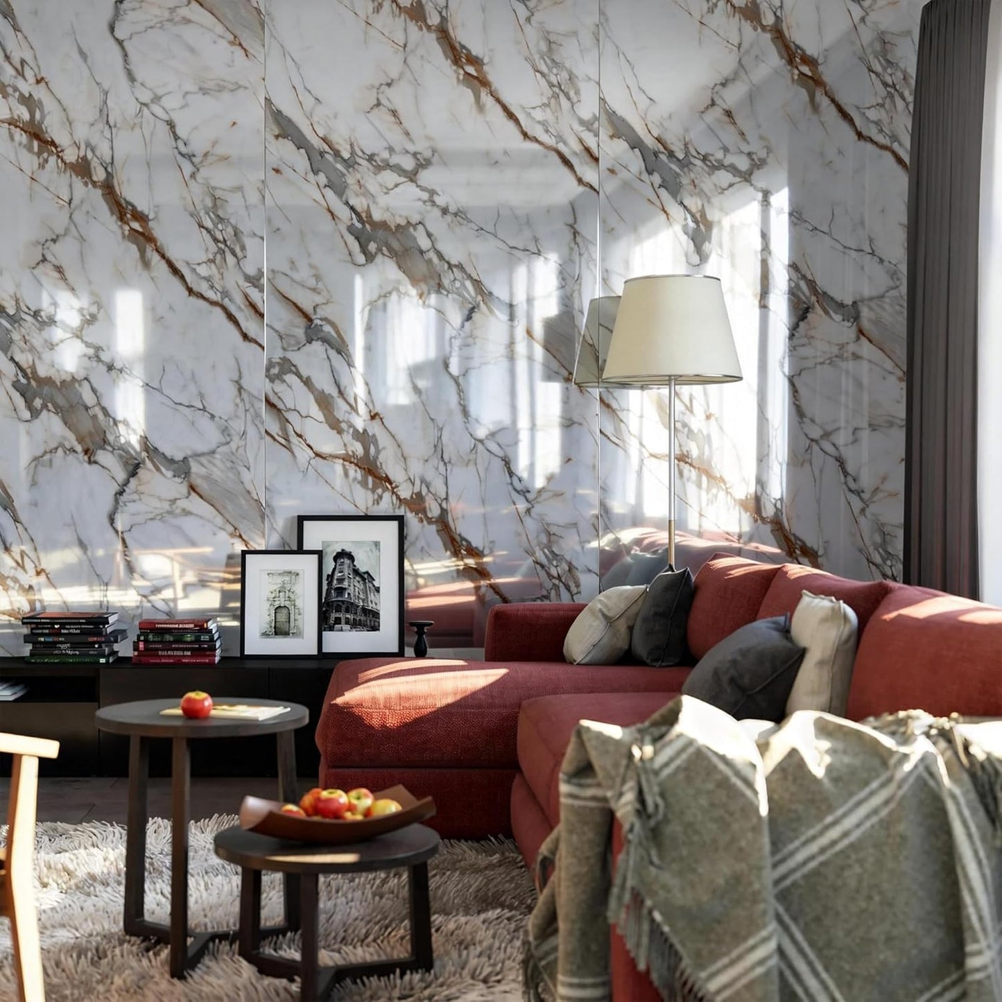 Marble Peel and Stick Waterproof Wall Paneling, 118" x 47" Carrara White Matte Finish Self-Adhesive Backsplash Tile Vinyl Wall Panel for Kitchen Bathroom Wall Decor, Covers 38.75 Sq. Ft.
