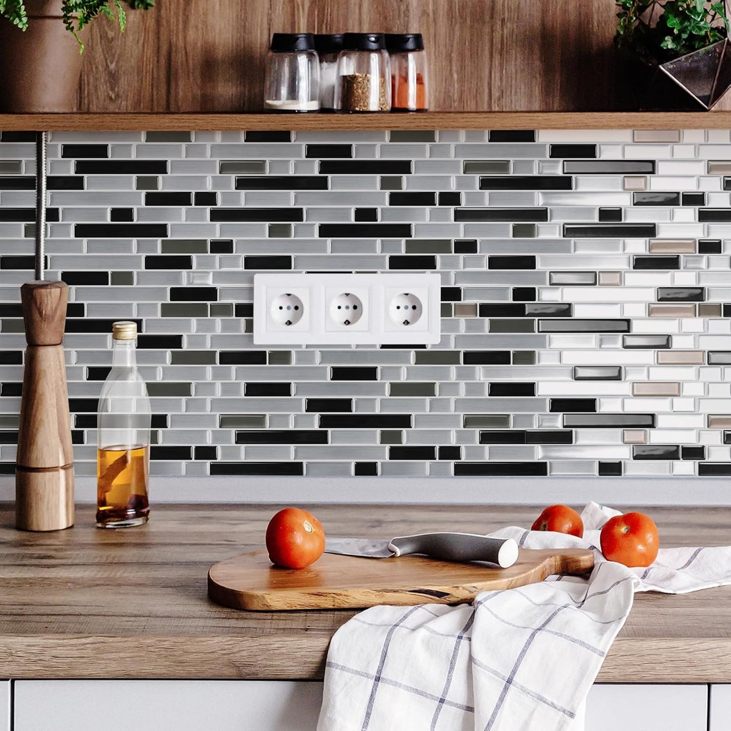 STICKGOO Peel and Stick Backsplash - 10 Sheets of 12”×12” - 3D Self Adhesive Peel and Stick Tile Backsplash for Kitchen & Bathroom