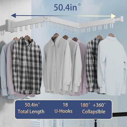 Wall Mounted Clothes Hanger Drying Folding Racks | Full 180° horizontal & vertical pivot