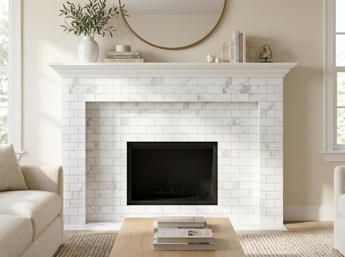 2026 New Upgrade Peel and Stick Backsplash Tile, Peel and Stick 11.34" X 11.57" Wall Tile for Kitchen, Bathroom, Fireplace, Laundry (Beige Ecru, 10 Packs)