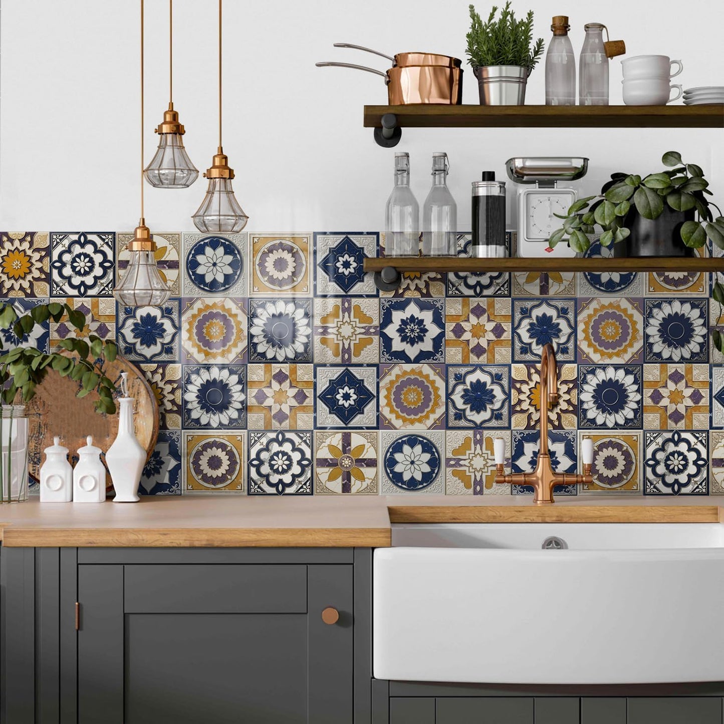 Peel and Stick Backsplash Tile Sticker for Kitchen and Bathroom Walls - 24 Removable 5.9"x5.9" Tiles, Waterproof