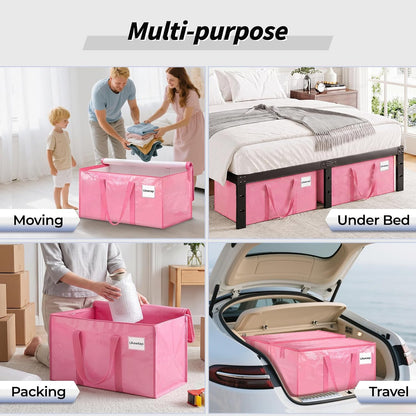 8 Pack Extra Large Heavy Duty Moving Bags, Clear Storage Bins with Lids, Reinforced Handles & Heavy-Duty Zippers Moving Boxes Storage Bags Totes for Clothes Packing, Dorms, College Supplies, Clear