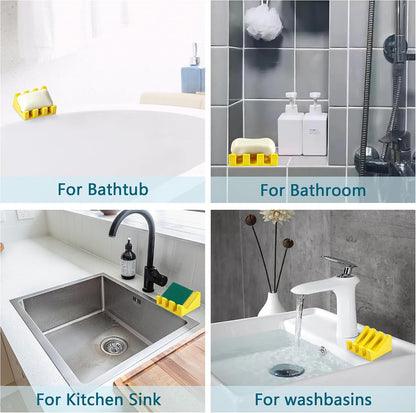 Self Draining Soap Dish Holder,Silicone Soap Dish,for Bathroom,Kitchen, Sponges，Can Extend Soap Life，Keep Soap Bars Dry and Easy Cleaning (White,1-Pack) - Colors A