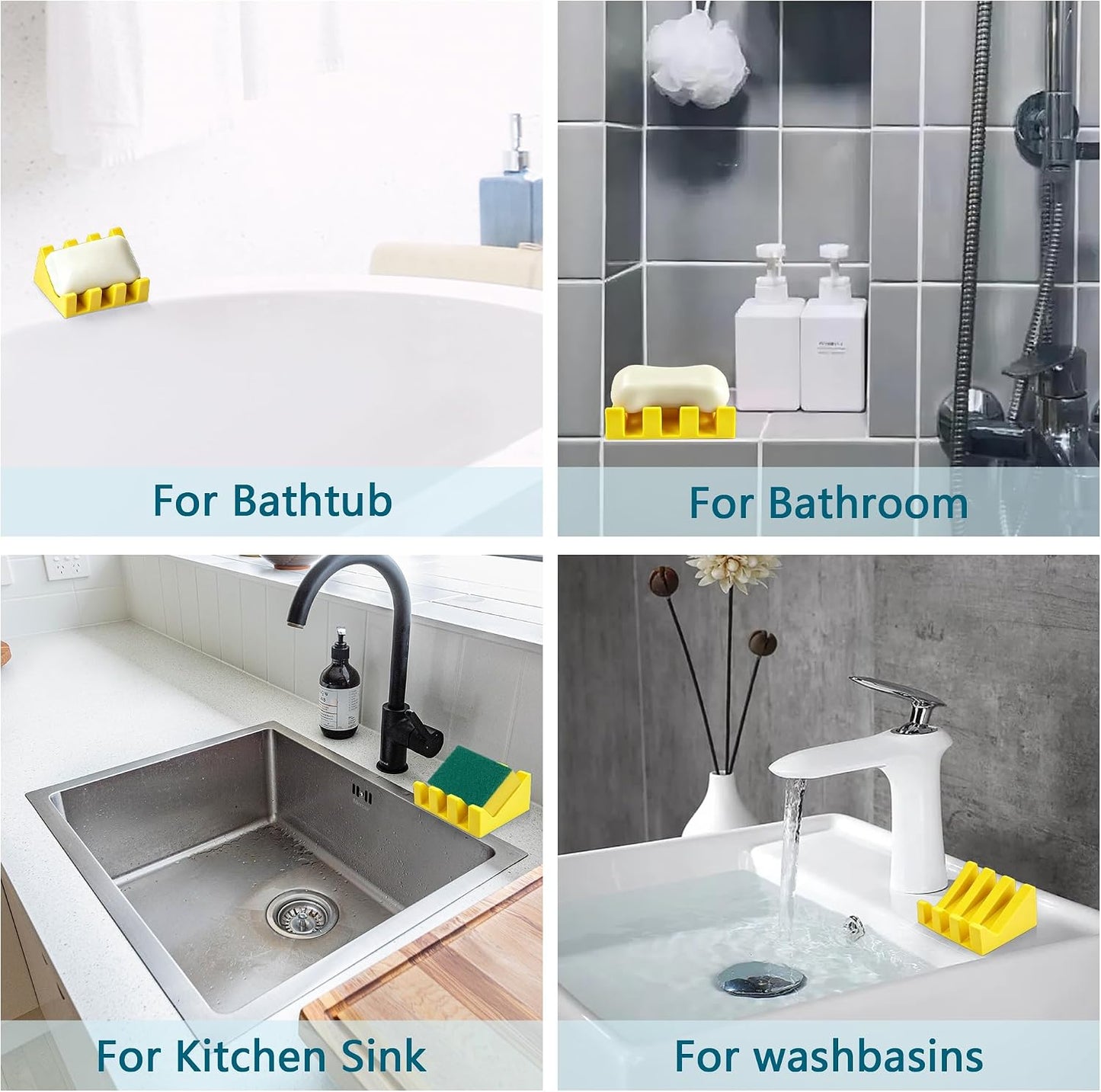 Self Draining Soap Dish Holder,Silicone Soap Dish,for Bathroom,Kitchen, Sponges，Can Extend Soap Life，Keep Soap Bars Dry and Easy Cleaning (White,1-Pack) - Colors B