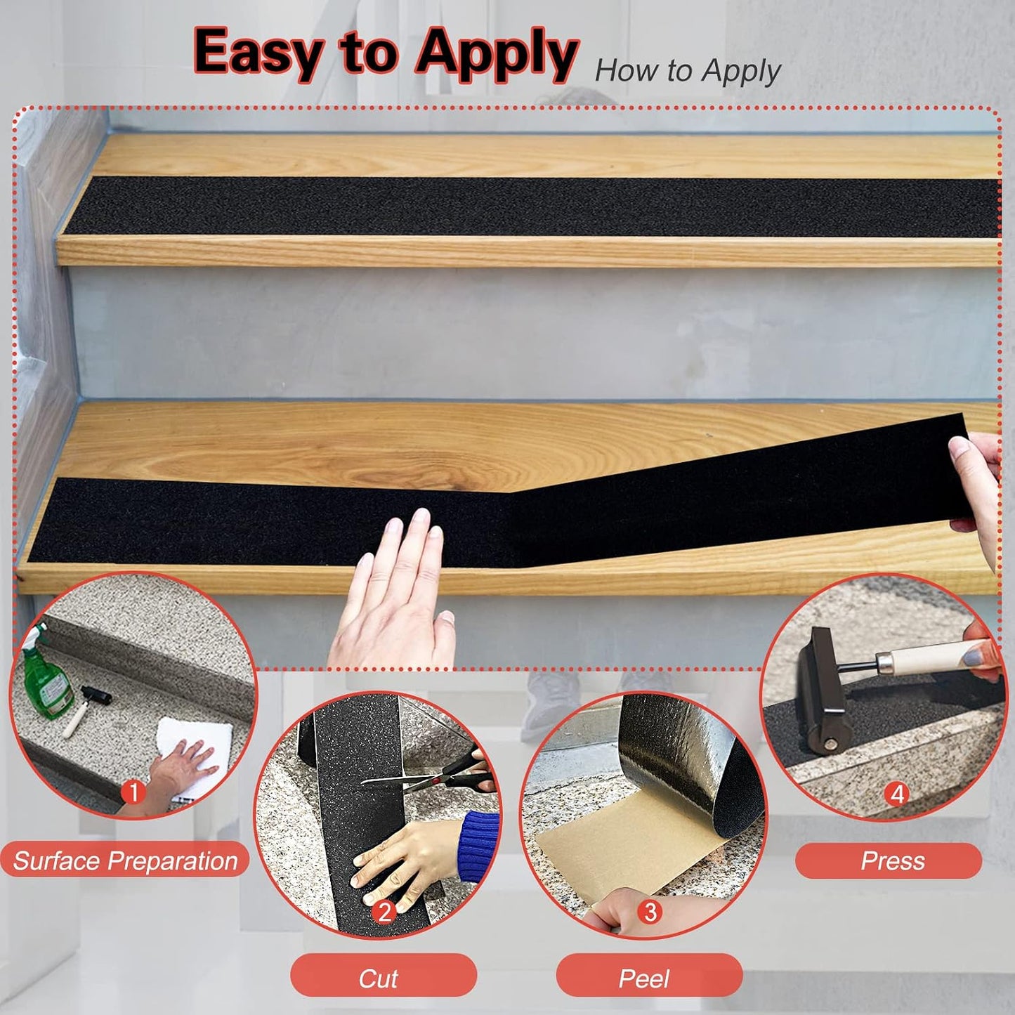 S&X Premium Outdoor Anti-Slip Tape - 4" x 60' Black Non-Slip Traction for Stairs, Ramps, Walkways, Boats, Weatherproof, High Traction, Long-Lasting Safety Solution