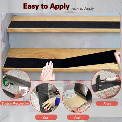 S&X Premium Outdoor Anti-Slip Tape - 4" x 60' Black Non-Slip Traction for Stairs, Ramps, Walkways, Boats, Weatherproof, High Traction, Long-Lasting Safety Solution