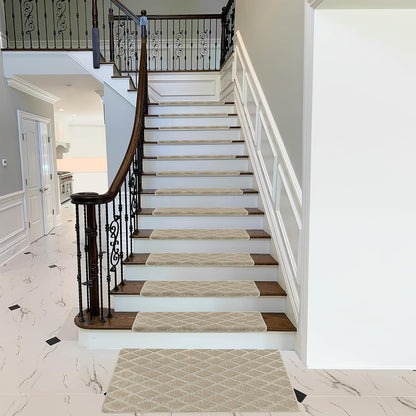 PURE ERA Carpet Stair Treads Tape Free Non Slip Indoor Stair Carpet Stair Protectors Pet-Friendly Non-Slip Skid Resistant Washable Reusable 8" x 30"(2 Pieces,Black)