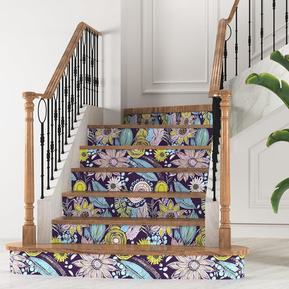Blue Wallpaper Peel and Stick,Vintage Boho Floral Contact Paper 17.5" x 118", Retro Botanical Flower Wall Paper Self Adhesive Removable Waterproof for Walls Shelves Cabinet Table (Blue,Yellow, Green)