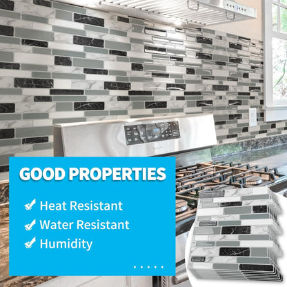 Art3d 10-Sheet Peel and Stick Kitchen Backsplash Tiles, 12"x12" Self-Adhesive Marble Grey Wall Tiles for Kitchen and Bathroom