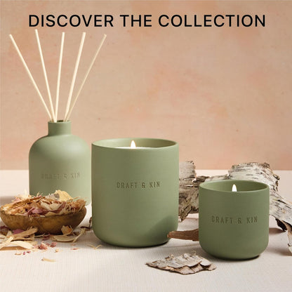 Craft & Kin Reed Diffuser for Home & Bathroom – Neroli & Jasmine Holiday Reed Diffuser Set with Fragrance Sticks, Long-Lasting Alcohol-Free Winter Scent, Earthenware Collection, 6.7oz