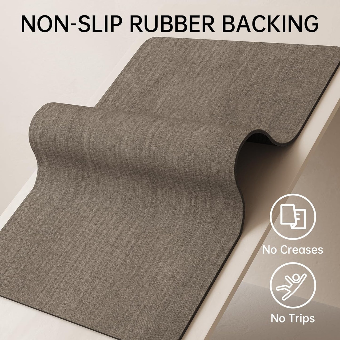 Mecko Bath Mat Rug, Rubber Non-Slip Quick Dry Absorbent Thin Bathroom Rugs Fit Under Door Bathroom Floor Mats-Shower Rug for in Front of Bathtub, Sink, Shower Room(Light Grey,16"x24")