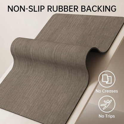 Mecko Bath Mat Rug, Rubber Non-Slip Quick Dry Absorbent Thin Bathroom Rugs Fit Under Door Bathroom Floor Mats-Shower Rug for in Front of Bathtub, Sink, Shower Room(Light Grey,16"x24")