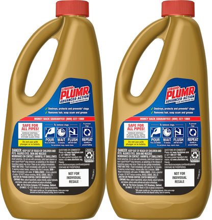 Liquid-Plumr Pro-Strength Full Clog Destroyer, Bathroom & Kitchen Sinks, Shower and Tub Drain, Safe for Pipes, Liquid Drain Cleaner, 32 Fluid Ounces