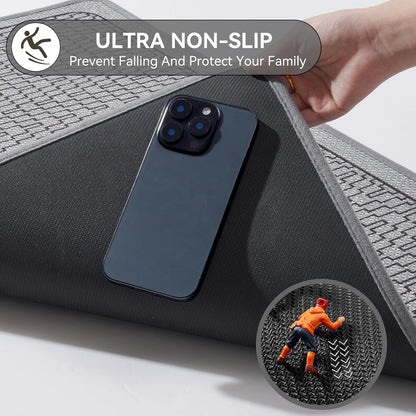 YDKGL Ultra Thin Bathroom Rugs Mat Quick Dry Absorbent Non Slip Bath Mat Bath Mats for Bathtub Mat Bathroom Carpet Fit Under Door Washable Floor Rubber Half Round Bath Rugs Grey 16x24