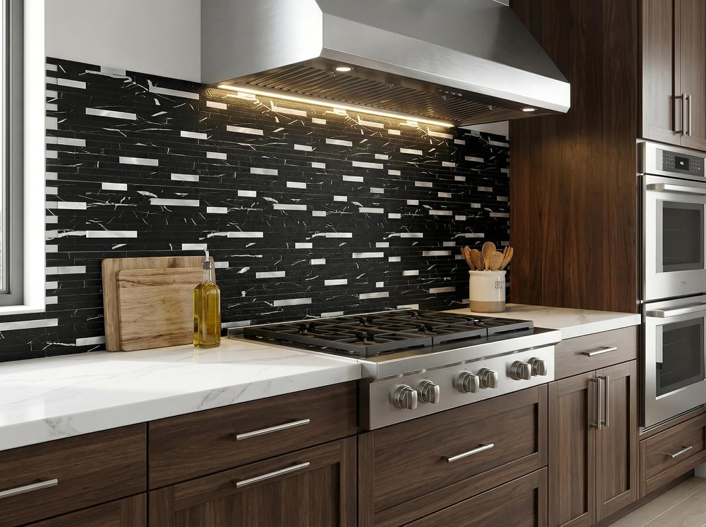Yipscazo 2026 New Upgrade 11.34" X 11.57" Peel and Stick Backsplash, Stick on Backsplash Tiles for Kitchen, Bathroom, Fireplace (10 Sheets, Beige Rocks + Rose Gold)
