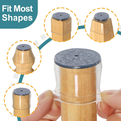 Ansible 24 Pcs Chair Leg Floor Protectors Square, Silicone Felt Furniture Leg Pads Caps Covers for Hardwood Floors (Fit:1-1/16" to 1-5/8")
