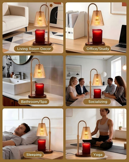 Candle Warmer Lamp with Timer Dimmer, Flameless Candle Warmer for Jar Candles, Height Adjustable Wax Warmer, House Warming Gifts New Home Decor, Birthday Gifts for Women (2 Bulbs Included)