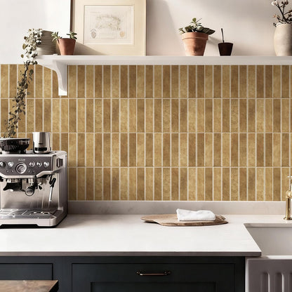 10 Sheets Thicker Design Peel and Stick Backsplash, Self Adhesive Wall Tiles, Stick on Backsplash for Kitchen and Bathroom, 11.8"x11.8",Beige