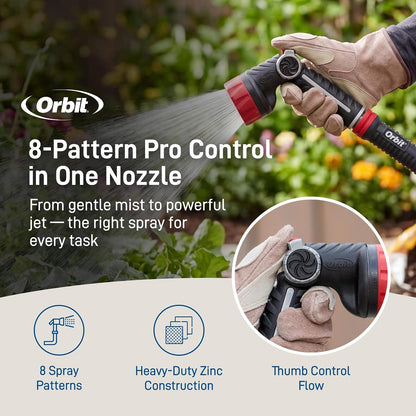 Orbit 58993 7-Pattern Watering Nozzle with Thumb Control, Black