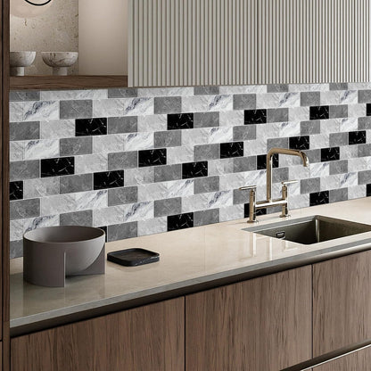 BSABSAQAA 10 Sheets Peel and Stick Backsplash for Kitchen 12"X12" Back Splash Adhesive Subway Wall Tile Sticker for Bathroom on Renter Friendlyn Marble