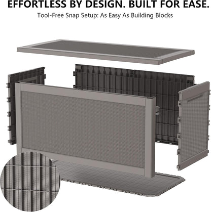 Outdoor Storage Box, 320 Gallon Waterproof Deck Box [Upgraded 3.0], Dual Gas-Spring Ultimate Resin Organizer for King Cushions, Heavy-Duty Lockable Estate Storage Bench, Backyard BBQ, Black