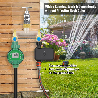 Upgraded Brass Garden Hose Splitter, 3/4" Hose Splitter 2 Way Heavy Duty with Extension Handles, Outdoor Faucet Splitter Water Spigot Splitter with Individual On/Off Valve