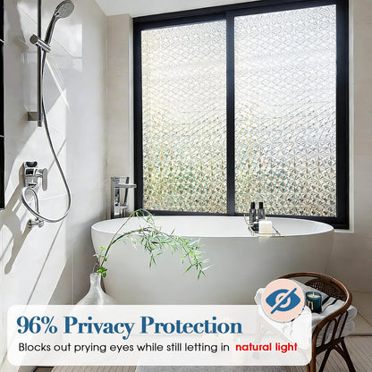 Windimiley 3D Diamond Frosted Window Privacy Film, Static Cling No-Glue Removable Vinyl, UV Blocking Heat Control for Bathroom Bedroom Door, 17.5 x 78.7 inch