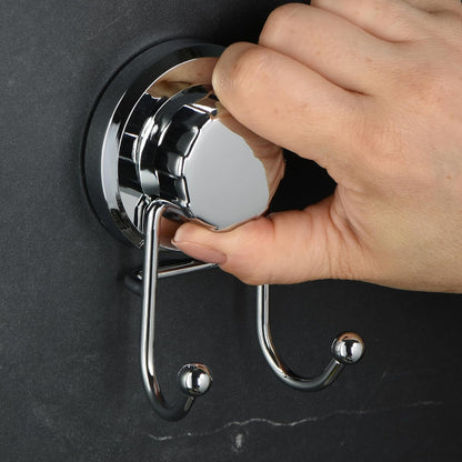 HASKO Suction Cup Hooks for Shower Wall, Removable Towel Hooks for bathrooms, Includes Optional No Drill Adhesive Mount for Inside Shower, Rustproof Stainless Steel - 2 Pack, Bronze