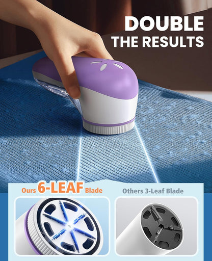 POPCHOSE Fabric Shaver, Lint Shaver for Clothing, Electric Lint Remover with 6-Leaf Blades, Sweater Defuzzer, Clothes Shaver for Couch, Furniture, Blanket, Remove Pilling, USB Rechargeable