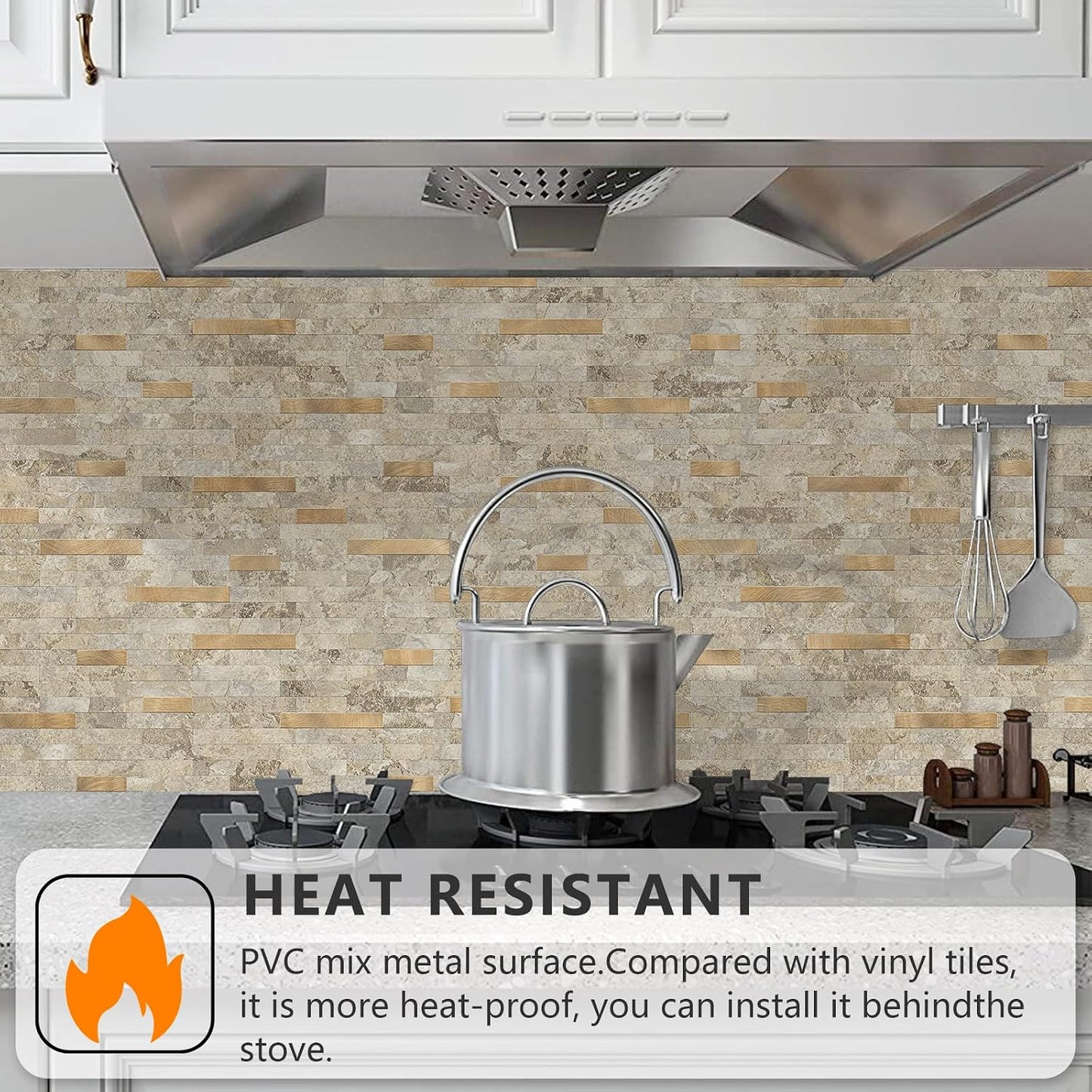 STICKGOO Peel and Stick Backsplash Tile, Stick on Backsplash for Kitchen and Bathroom, Volakas White Look PVC Mixed Metal Silver Self Adhesive Wall Tiles(Sample)