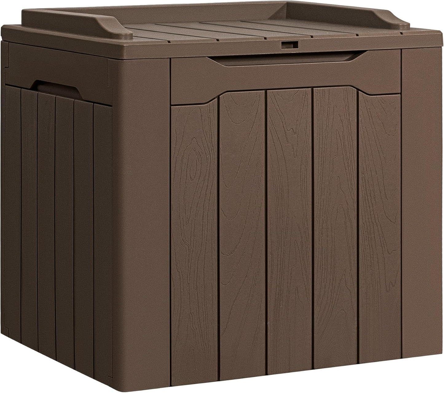 Flamaker Outdoor Storage Box 80 Gallon Resin Waterproof Deck Box Delivery Box with Wood Texture Large Storage Bin for Patio Cushions, (Grey)