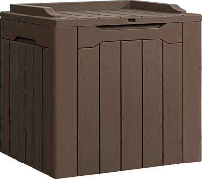 Flamaker Outdoor Storage Box 80 Gallon Resin Waterproof Deck Box Delivery Box with Wood Texture Large Storage Bin for Patio Cushions, (Grey)