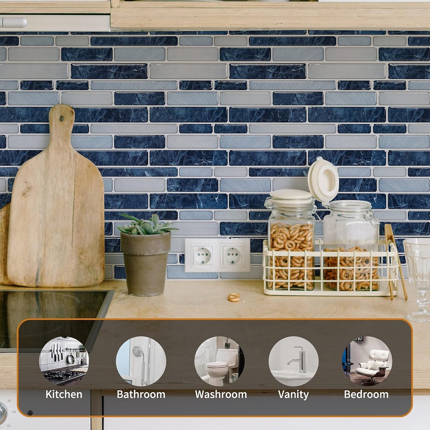 WOWSTAR 10-Sheet Peel and Stick Backsplash Tile for Kitchen Wall, Back Splash Stick On Tiles for Kitchen (12"x 12", Gray)