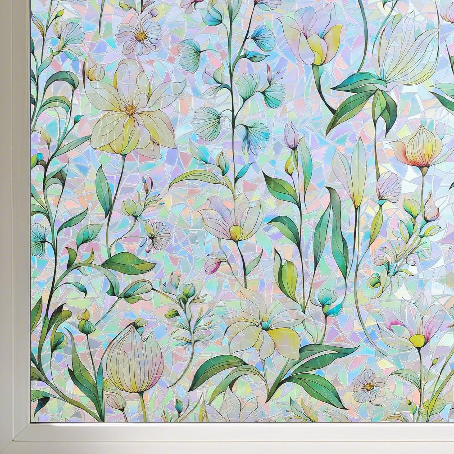 Finnez Window Privacy Film 3D Static Cling Window Film, No Glue Heat Control & 96% UV Blocking for Home Office, Decorative Frosted Glass Cover 17.5 Inch x 6.5 Feet