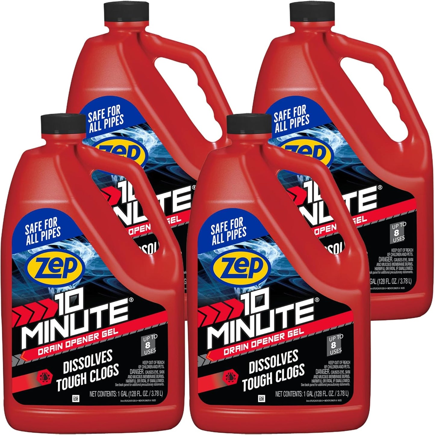 Zep 10 Minute Drain Opener Gel 64 Ounce - ZHCR64NG - Commercial Strength, Fast Acting and Safe for All Pipes