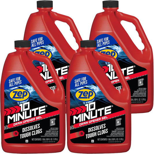 Zep 10 Minute Drain Opener Gel 64 Ounce - ZHCR64NG - Commercial Strength, Fast Acting and Safe for All Pipes