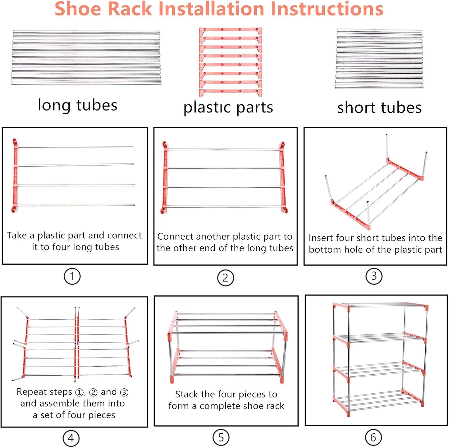 3-Tier Stackable Small Shoe Rack, Lightweight Shoe Shelf Storage Organizer for Entryway, Hallway and Closet(Black)