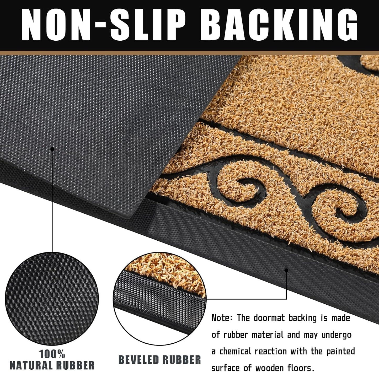 Yimobra Welcome Mat, Heavy Duty Sturdy Door Mats for Home Entrance Outdoor Indoor, Front Doormat for Outside Patio Floor Entry Porch Garage Office, Waterproof, Low Profile, 29.5x17, Black Grey