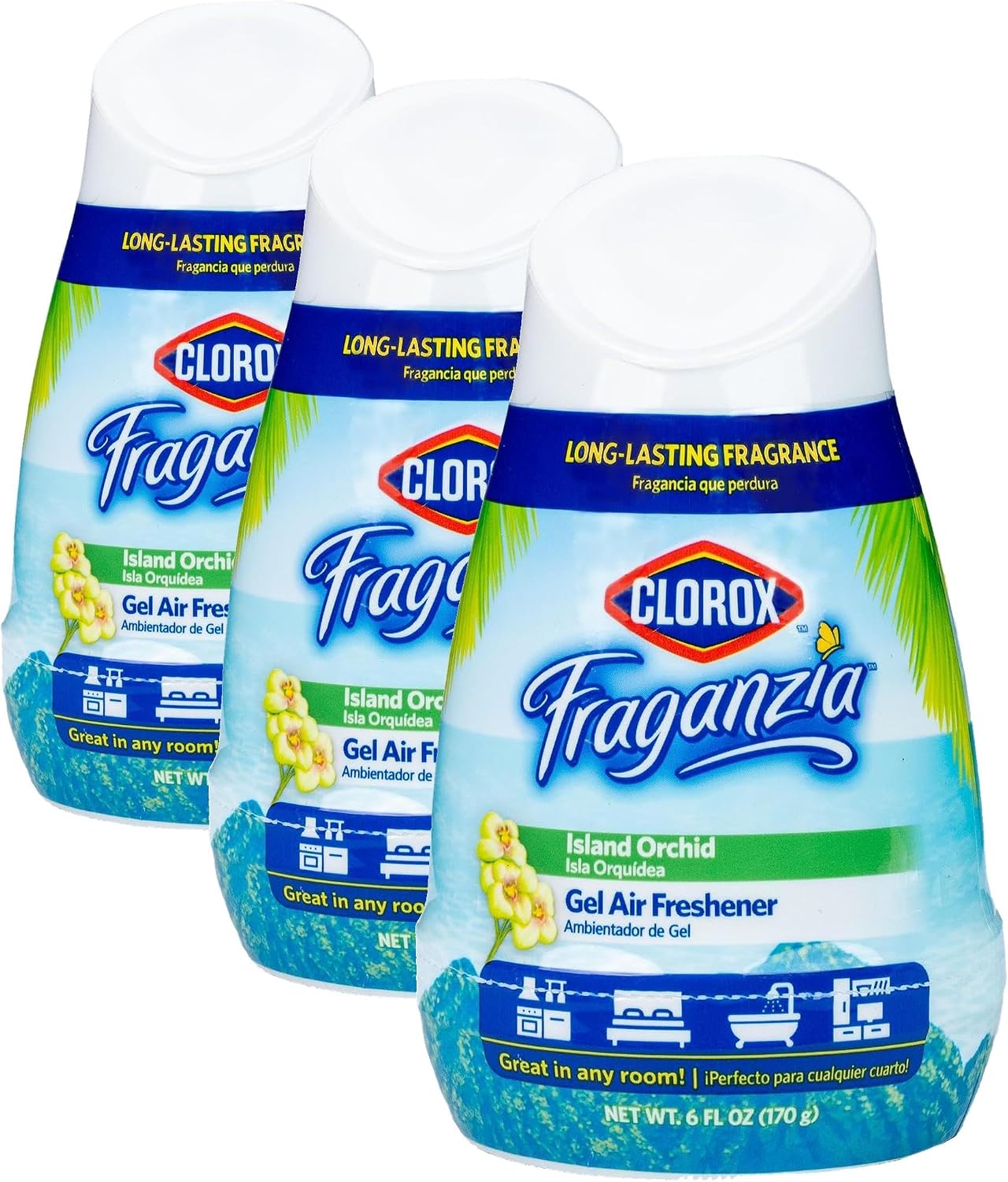 Clorox Fraganzia Gel Air Freshener Cone, Adjustable Odor Eliminating Gel with Lavender and Eucalyptus Scent for Home, Bathroom, Office, Small Spaces, Long Lasting No Battery Freshener, 6 Oz