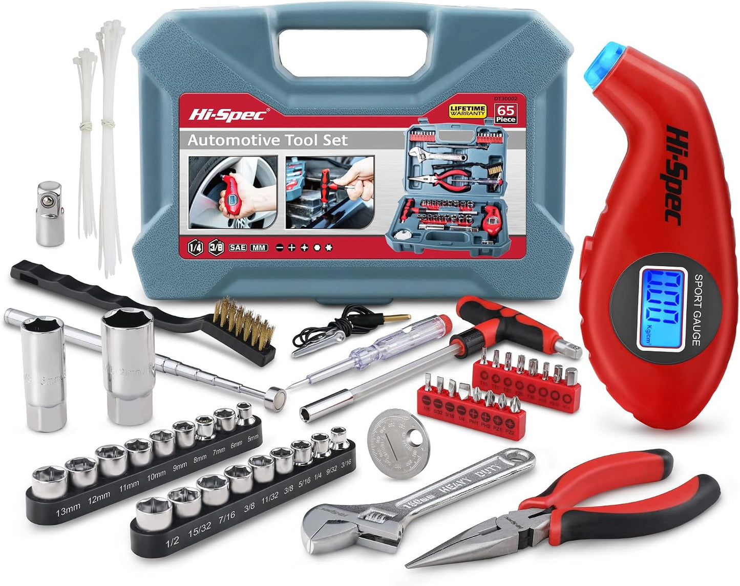 Hi-Spec 73pc Home and Garage Tool Kit Set. Essential Household and Auto Repair Tools. Includes Pliers, Sockets, Wrenches and a Hex Key Set in a Toolbox Carry Case