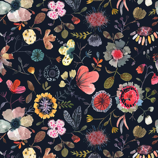 Wallpaper Peel and Stick Floral Wall Paper Removable Waterproof Gray/Yellow/Blue Contact Paper for Bedroom, Bathroom, Home Wall 17.3" x 118"