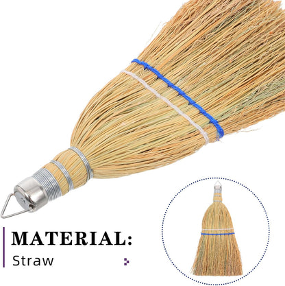 Outdoor Heavy Duty Patio Broom with Hanging Loop, Handheld Leaf and Garage Sweeping Brush for Courtyard and Concrete Cleaning